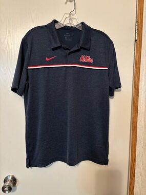 Nike Navy Ole Miss Dri-FIT Polo with Red & White Trim
